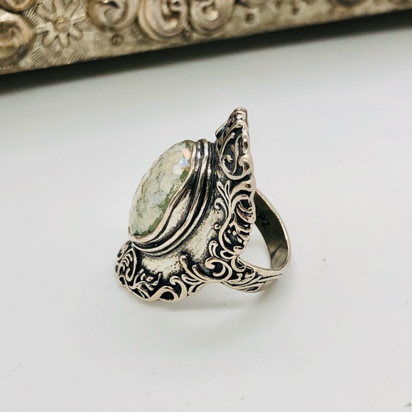 Vintage Beautiful Silver Mosaic Statement Ring Size 8 - Picture 3 of 10